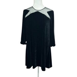 Little White Lies Illusion Velvet Dress Black